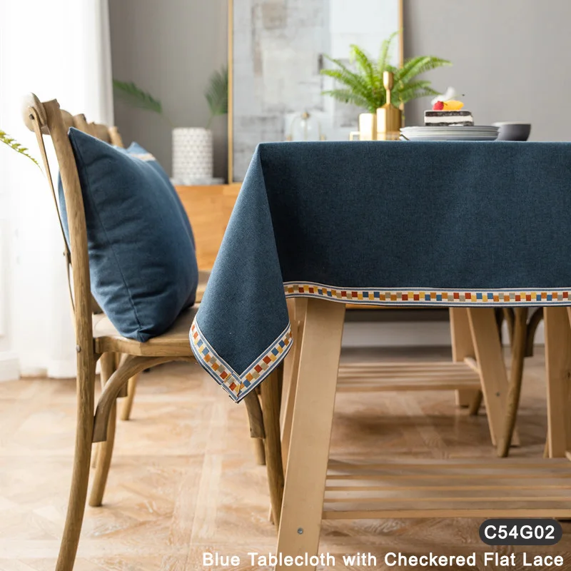 

Modern Simple Polyester-Cotton Blended Oxford Lace Tablecloth, Rectangular Table Cloth, Elegant Dining Room & Conference Room