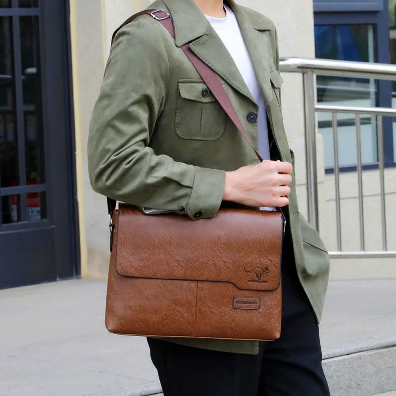 

Business Shoulder Bag For IPAD PU Leather Business Handbag Men Messenger Bag Large Side Sling Bag Fashion Man Crossbody Bag