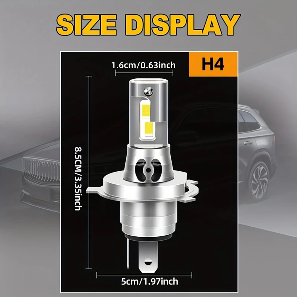 Fit For Can-Am Spyder F3 (2015-2023) LED Headlights Bulbs H4 Hi/Lo Beam All In One Lights 30000LM 6000K White Plug-N-Play 2pcs