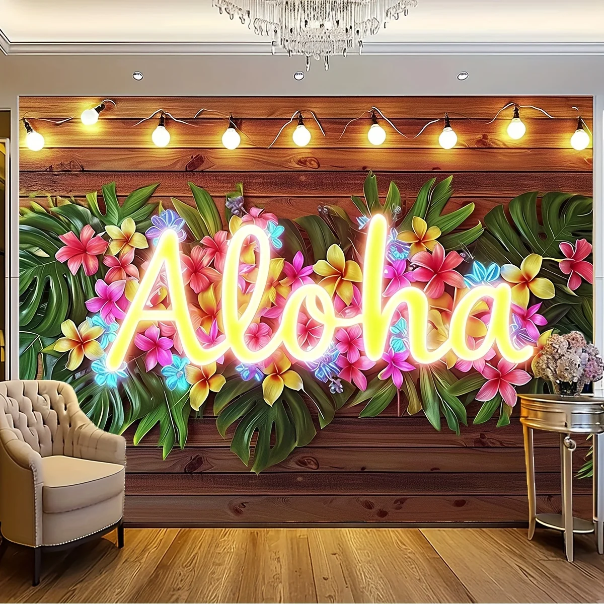 Aloha Party Background Summer Tropical Hawaii Beach Birthday Banner Flower Sea Dance Decoration Photo Booth Shooting