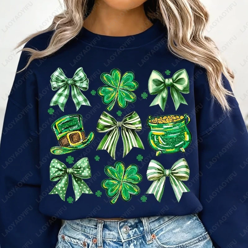 パトリックの日 シャムロック ラッキーボウ トレンディ カジュアル 冬 プルオーバー アイリッシュ クラシック ブラッシュストローク グリーンデイ キュート レディース フーディー ロパ ムヘール