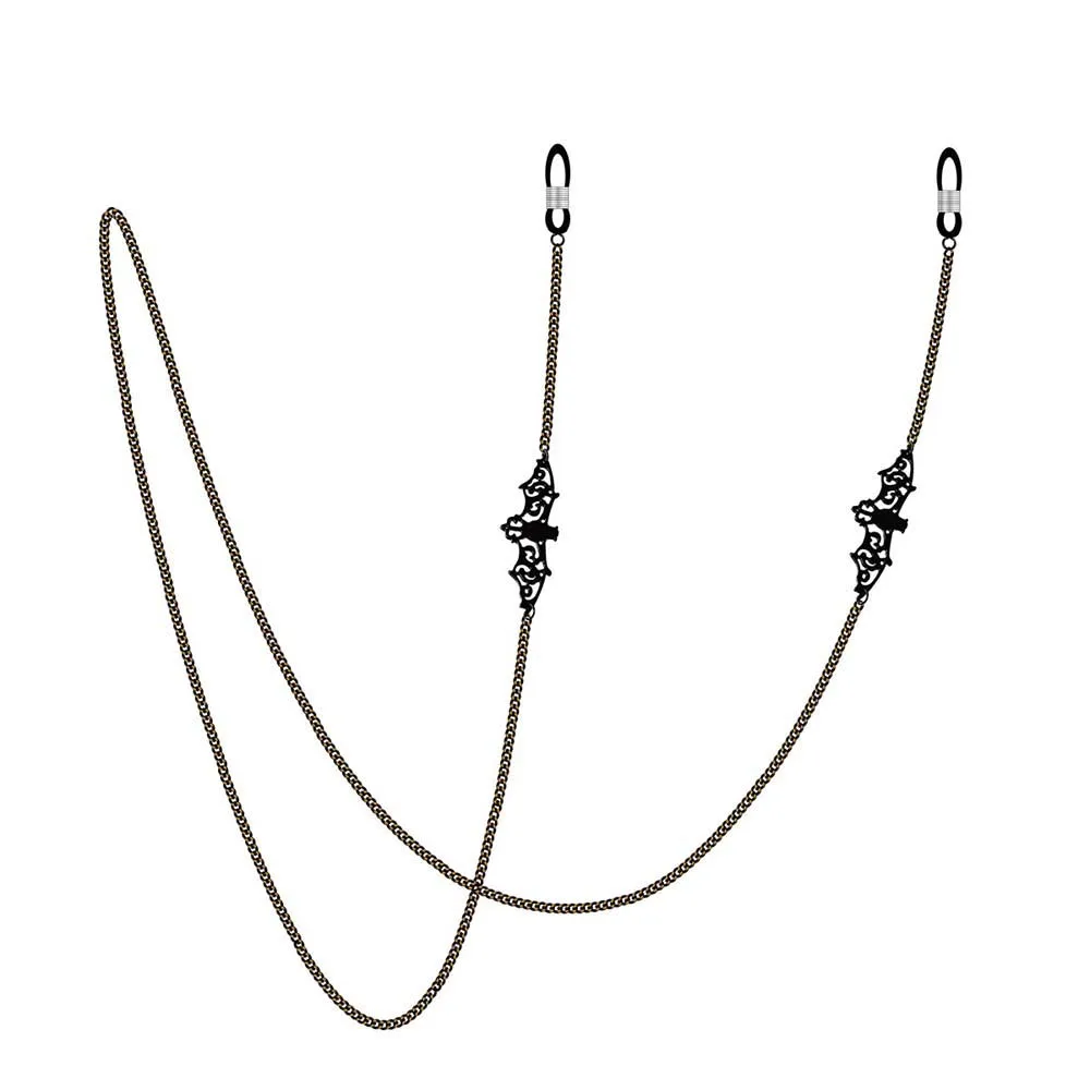 Temperament Trendy Retro Black Bat Casual Hollow Sunglasses Strap Glass Chains Mask Lanyard Holder Cord