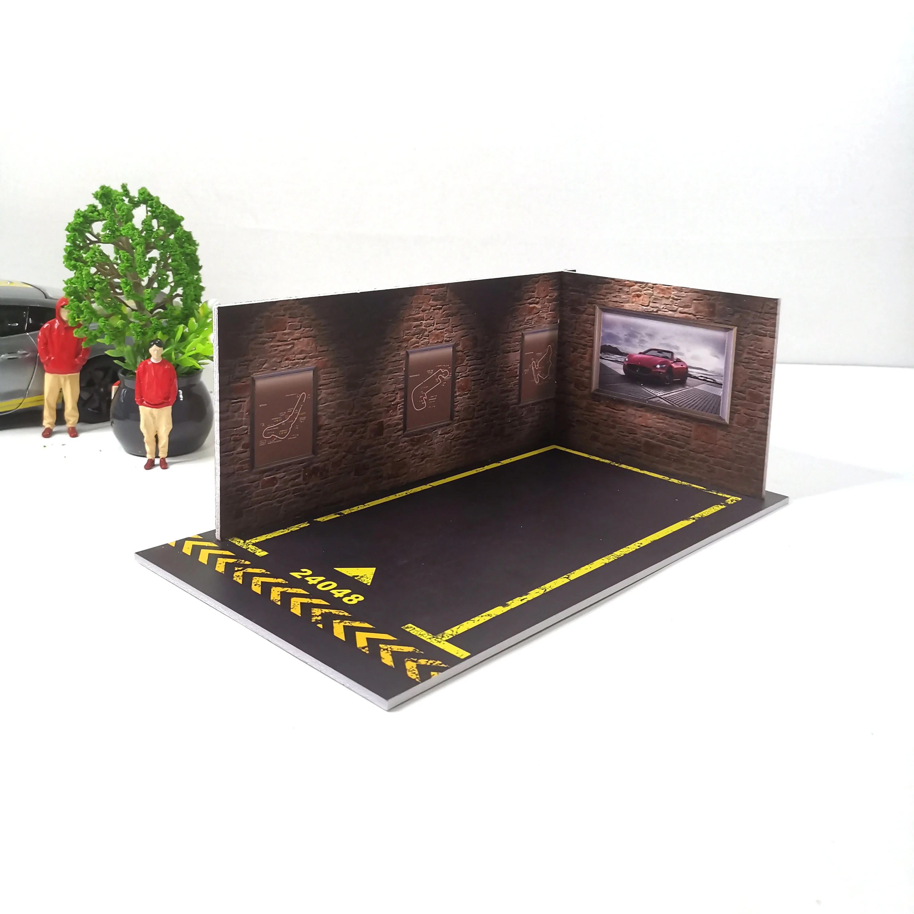 Diorama 1 24 Garage for Diecast Model Car Toy Display Case PVC Parking Lot Model Simulation Miniature Parking Space Scene