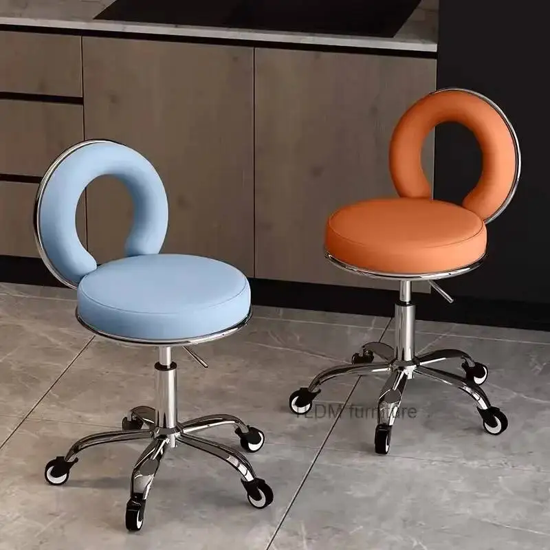 Modern Back Beauty Salon Chair for Nail Salon Hollow Movable Lift Chairs Simple Metal Commercial Barber Chairs for Home