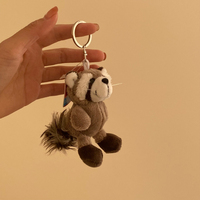 Raccoon Procyon Lotor Racoon Pendant Bag Decoration Key Ring Chain Cartoon Animal Plush Toy Stuffed Doll Boy Girl Friend Gift