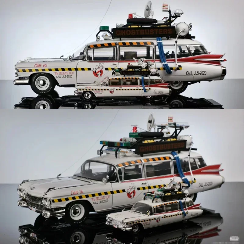 YS Cadillac Ecto-1 Modello di auto di simulazione in lega Kamikaze, collezione di giocattoli decorativi per bambini, regali di Natale per bambini.