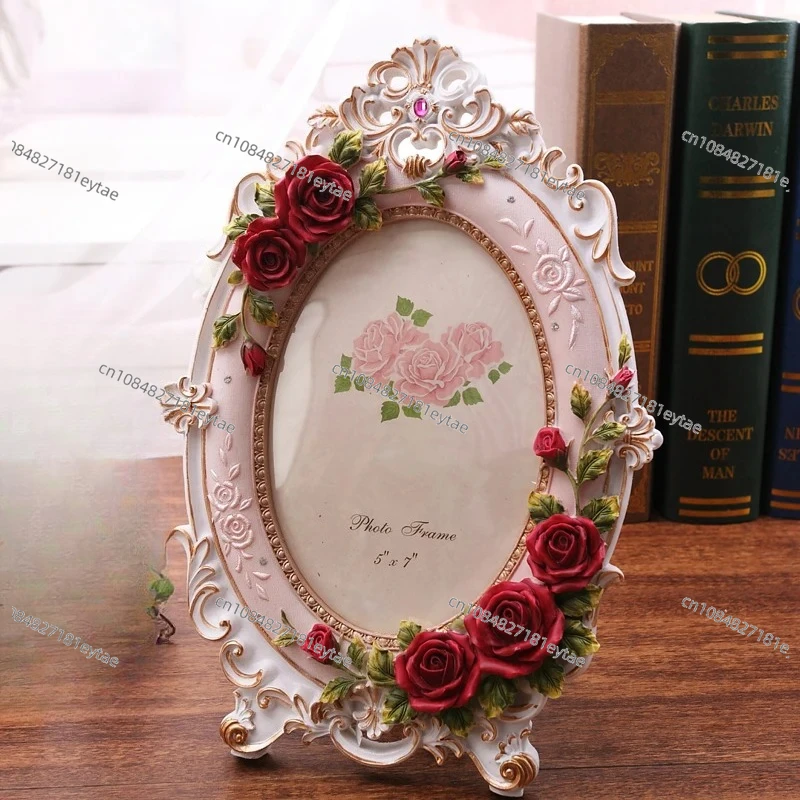 Fashion Decoration Rose Resin Rustic Picture Frame