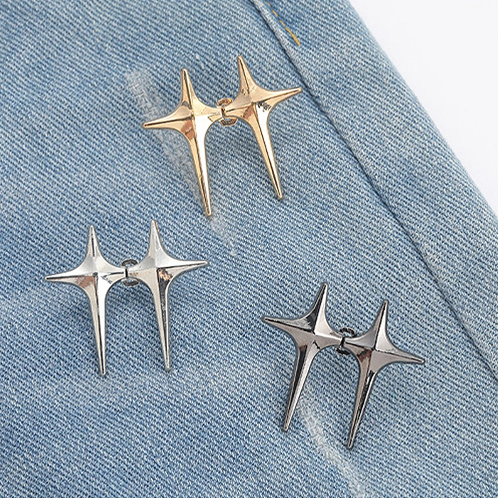 

No Sewing Adjustable Star Shaped Waist Button Retractable Waist Buckle Decorative Jean Pant Waist Tightener Buttons