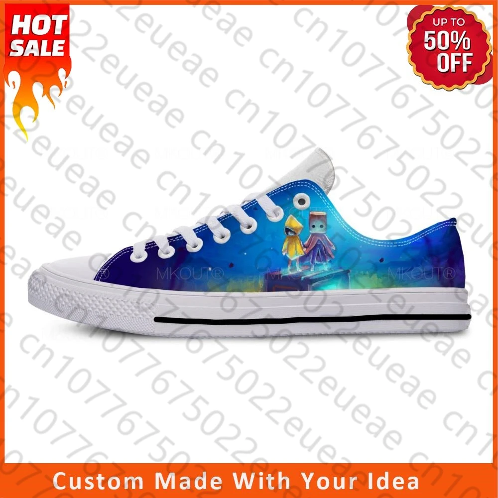 

Кроссовки мужские/женские с низким верхом, аниме мультфильм манга, Комикс Игра, маленький кошмарс, повседневная ткань, легкие дышащие, с 3D принтом