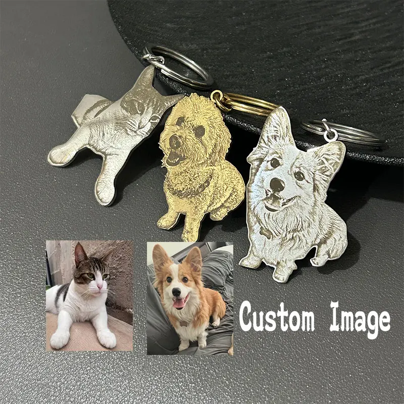

Customized Pet Photo Keychain Personlized Picture Pendant Key Ring Stainless Steel Jewelry Dog Tag Key Chain Man Women Gifts