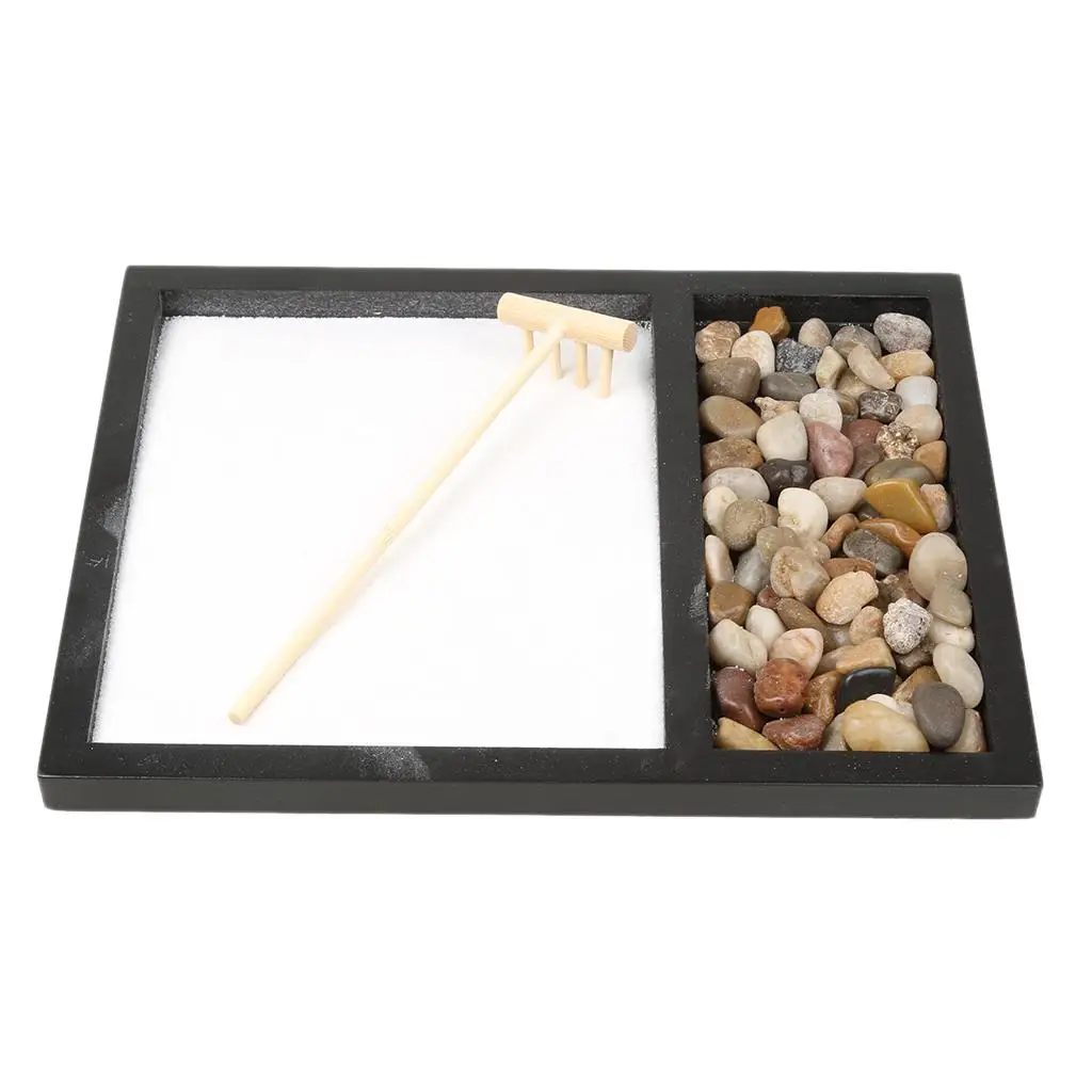 Garden Buddha Sand Rocks Rakes Incense Sticks Candle Holder - Feng Shui Yin Yang Decor Ornament