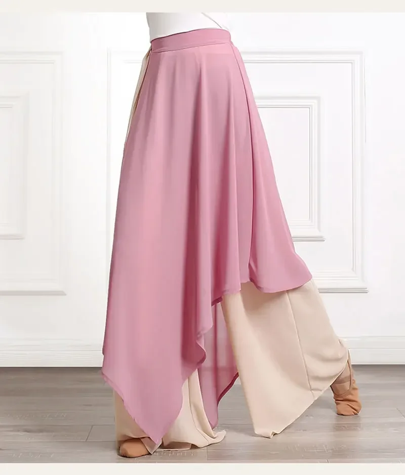 Modern Dance Skirt for Woman Wide Leg Dance Pants Women 5 Color Practice Wear Dancer Loose Trouser Chiffon Double Layers