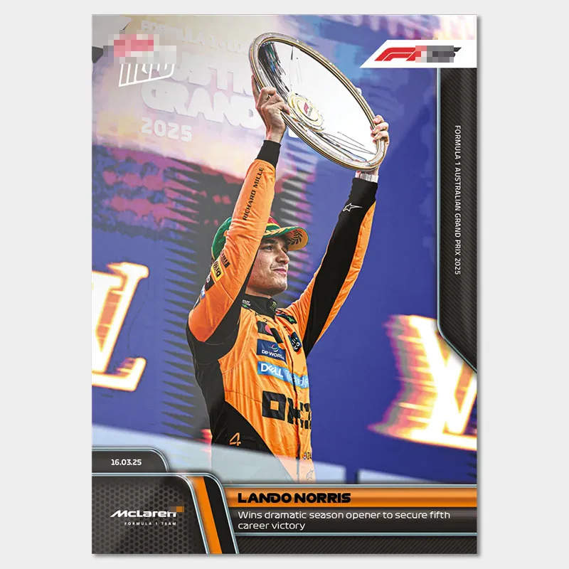 Topps Now 2025 Tarjeta de Fórmula 1 13 Lando Norris Diy Homemade F1 Racing Car Stat Autógrafo Tarjetas comerciales Colección de regalos de cumpleaños