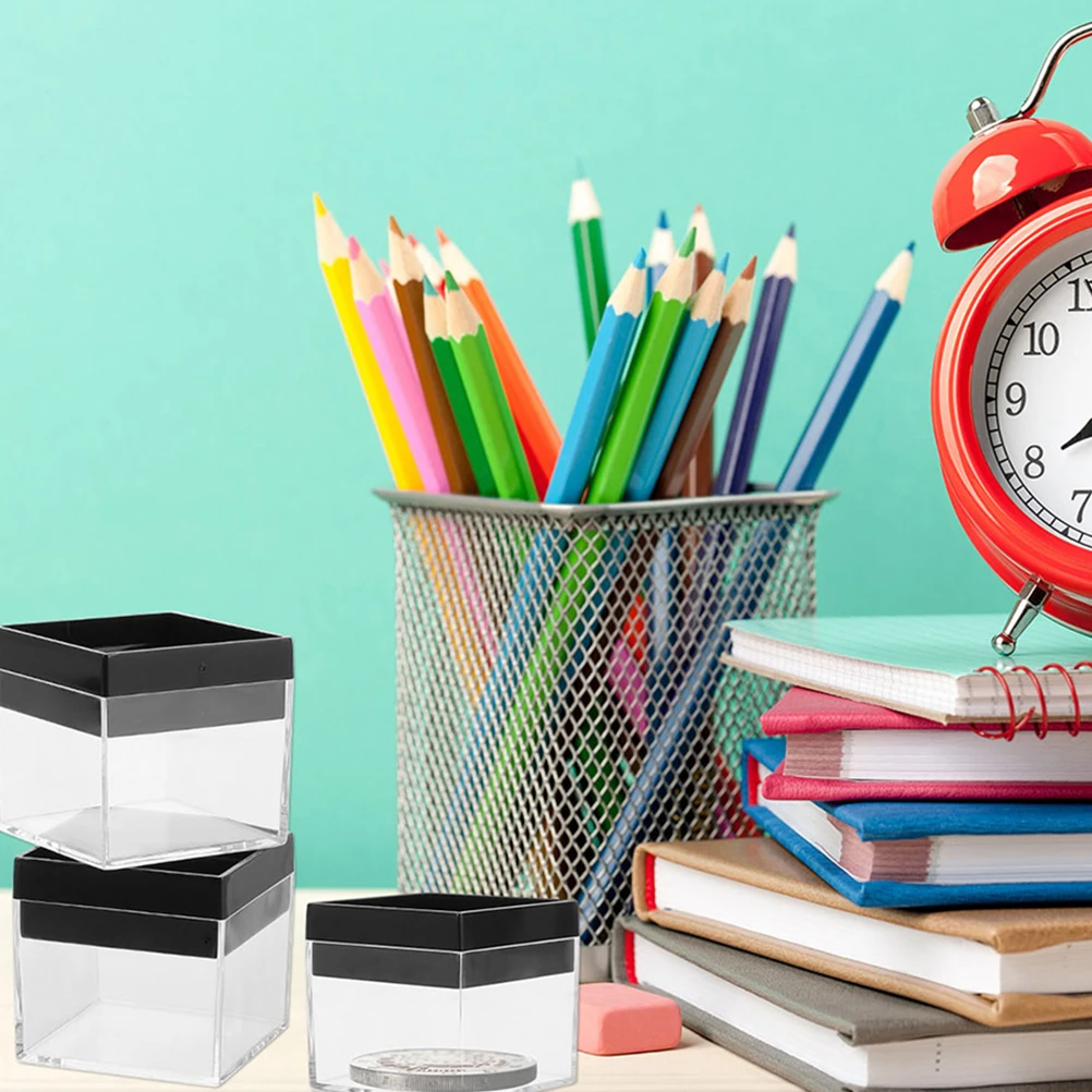 

6Pcs Transparent Display Box Mineral Specimen Storage Case Large Capacity Clear Showcase for Jewelry Watch Mineral Crystals