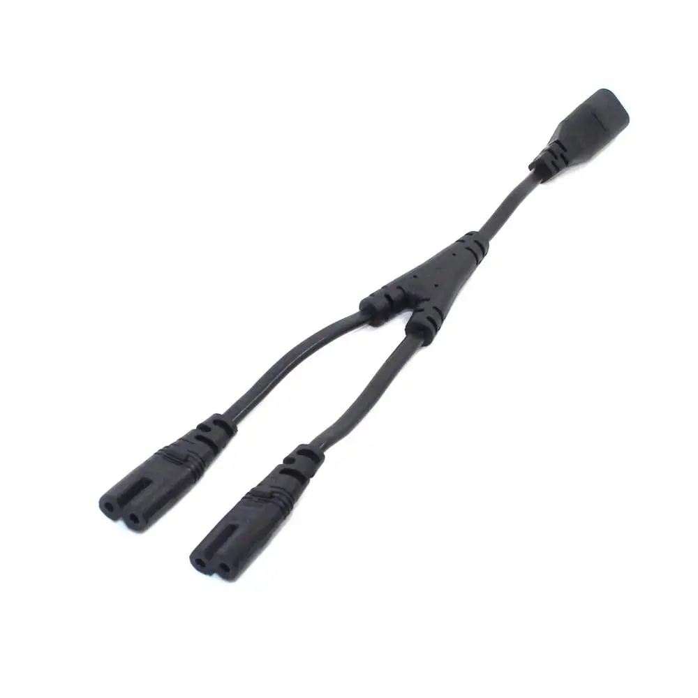 IEC Figure 8 Male to 2 Female 1 in 2 Out AC Power Cable, Length=30CM Black IEC320 C8 to 2X C7 Y Split AC Power Cord