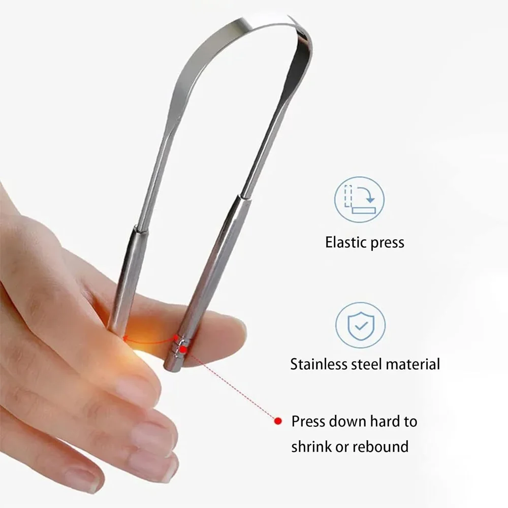 4Colors Stainless Steel Tongue Scraper Metal Tongue Fresh Breath Cleaning Coated Toothbrush Oral Hygiene Scrapper Cleaning Tools - view 5