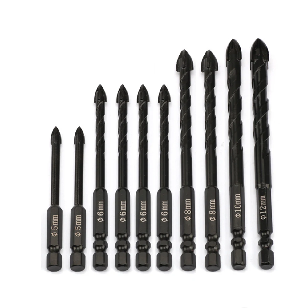 10Pcs Four Blade Cross Overlord Drill 6.35mm Hex Handle Alloy Multi-Function Electric Drill Drilling Fried Dough Twists Drill