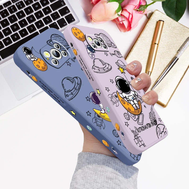 

Anime Astronaut Cartoon Art Liquid Left Rope For Xiaomi Mi Poco X6 X5 X4 X3 M6 M5 M5S M4 M3 F5 F4 F3 Pro 5G Funda Phone Case
