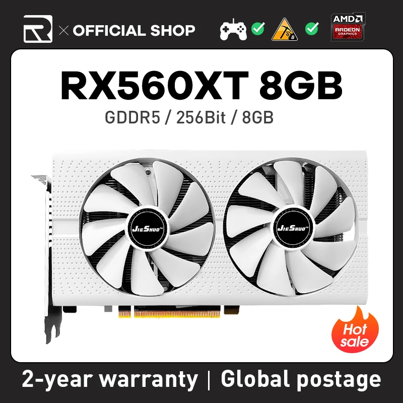

JIESHUO AMD Radeon RX560XT 8GB video game graphics card, HDMI compatible, desktop PC components, 256Bit, GDDR5, RX 560XT GPU,560