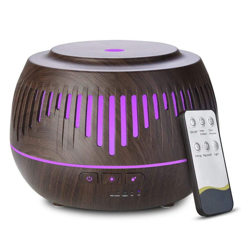 500ML Wood Grain Aromatherapy Essential Oil Diffuser Aroma Air Humidifier With Remote Control LED Light