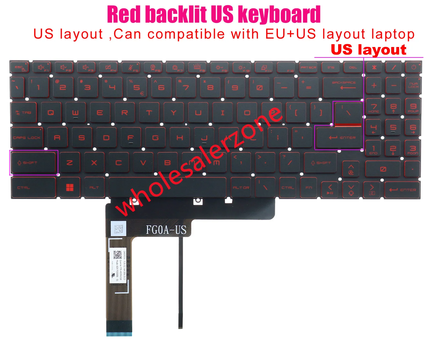 New US Red backlit keyboard for MSI MS-1581 MS-1582 MS-1583,Bravo 15 B5DD,15 B5ED Series,15 B5ED-020US,5DD-010US,B5DD-244 laptop