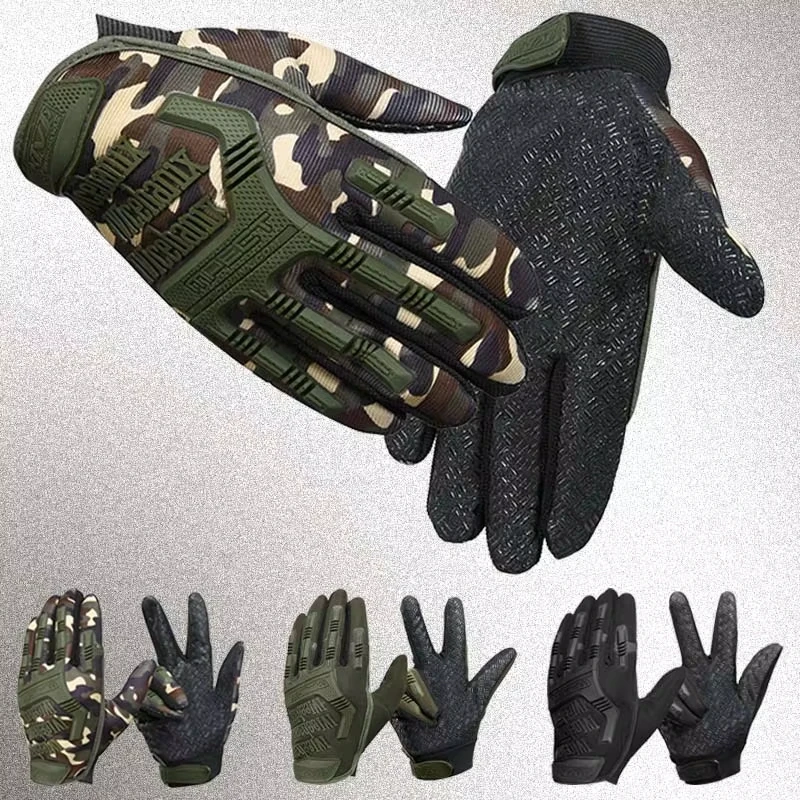 a pairSeals Full Finger Protective Gloves Male Training Fighting Outdoor Bicycle Riding Camouflage Gloves