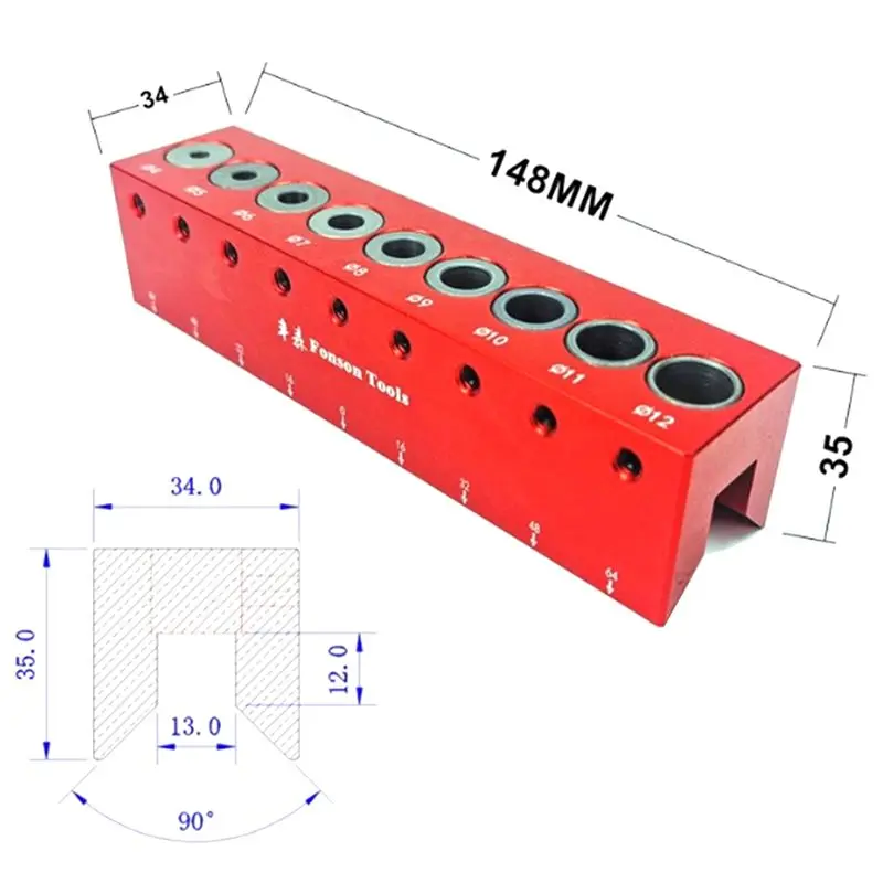 

Самоцентрирующийся дюбельный зажим REST 4-12 мм, набор направляющих для ступенчатого сверла, набор втулок для деревянных дюбелей, карманное отверстие, инструмент для швов по дереву