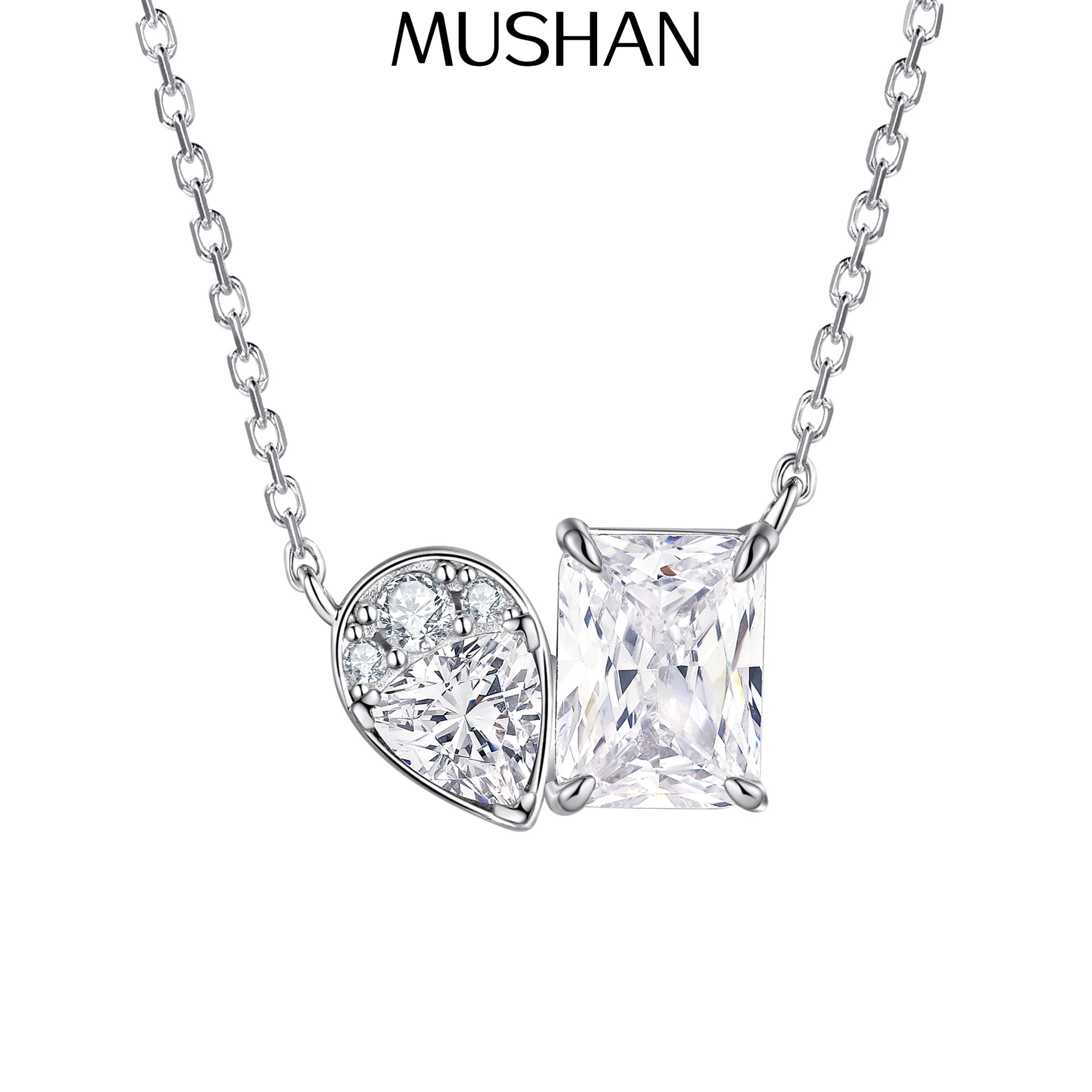 

MuShan Brand Jewelry 925 Sterling Silver Necklace Zircon 7A Grade Choker Evening for Wife Rhodium Plated Premium Jewelry Pendant