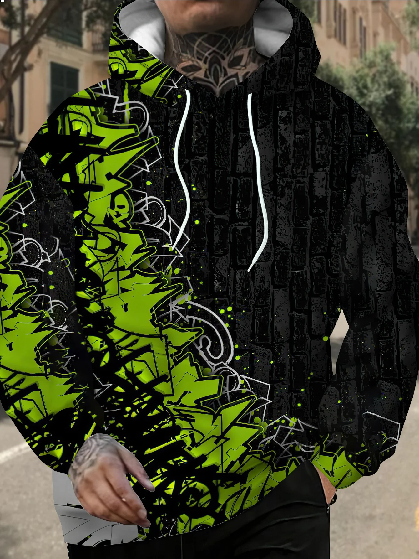 New model: men’s hooded long-sleeve loose-fitting casual printed basic sweatshirt. Perfect for young people in spring, summer, a