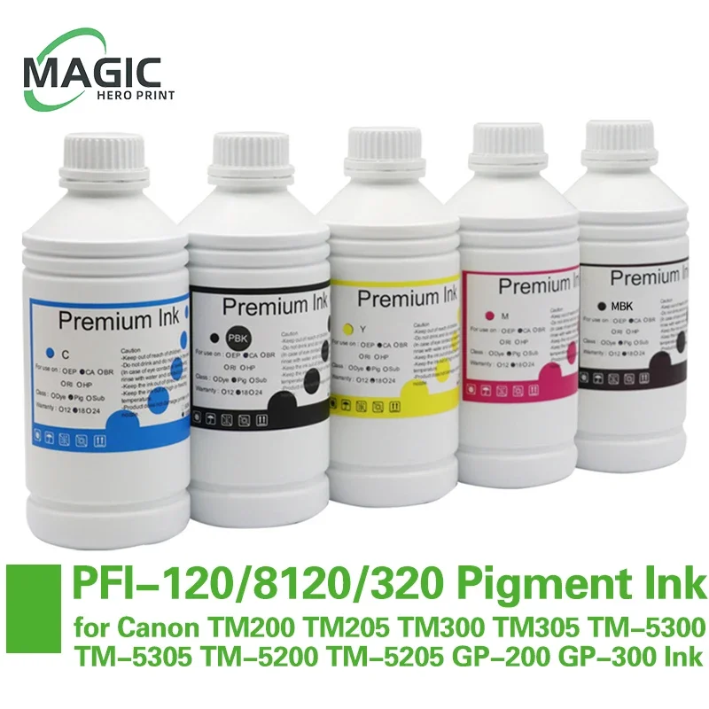 

1000ML PFI-120 PFI-8120 PFI-320 Pigment Ink for Canon TM200 TM205 TM300 TM305 TM-5300 TM-5305 TM-5200 TM-5205 GP-200 GP-300 Ink