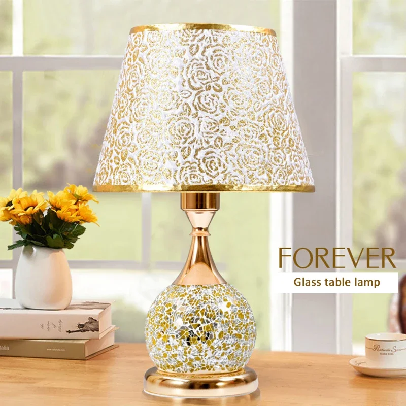 

E27 Bedroom Table Lamp Romantic and Warm European Style Desk Lights Retro Home Bedside Lamps Fabric Decorative Table Light