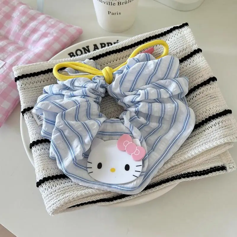 Hello Kitty Bowknot Hairband Cute Blue Striped Headband Sweet Girl Headband Cartoon Cute Headwear Girl Christmas Gift