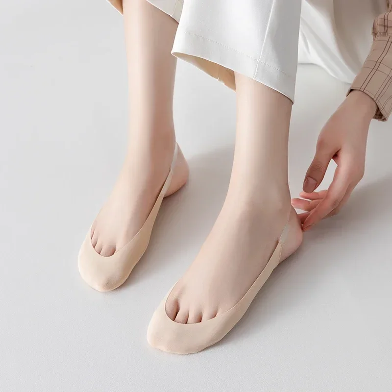 Summer Women Invisible No Show Socks Suspender Ice Silk Low Cut Socks for Female Ladies High Heels Anti-slip Half Sock Slippers image 6