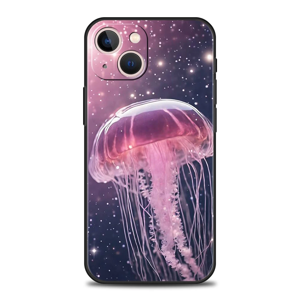 Pink Jellyfish Oceanic Phone Case Cover for iPhone 16 15 14 13 12 Pro Max 11 Pro Max 7 8 Plus XS XR Shockproof Soft TPU Shell