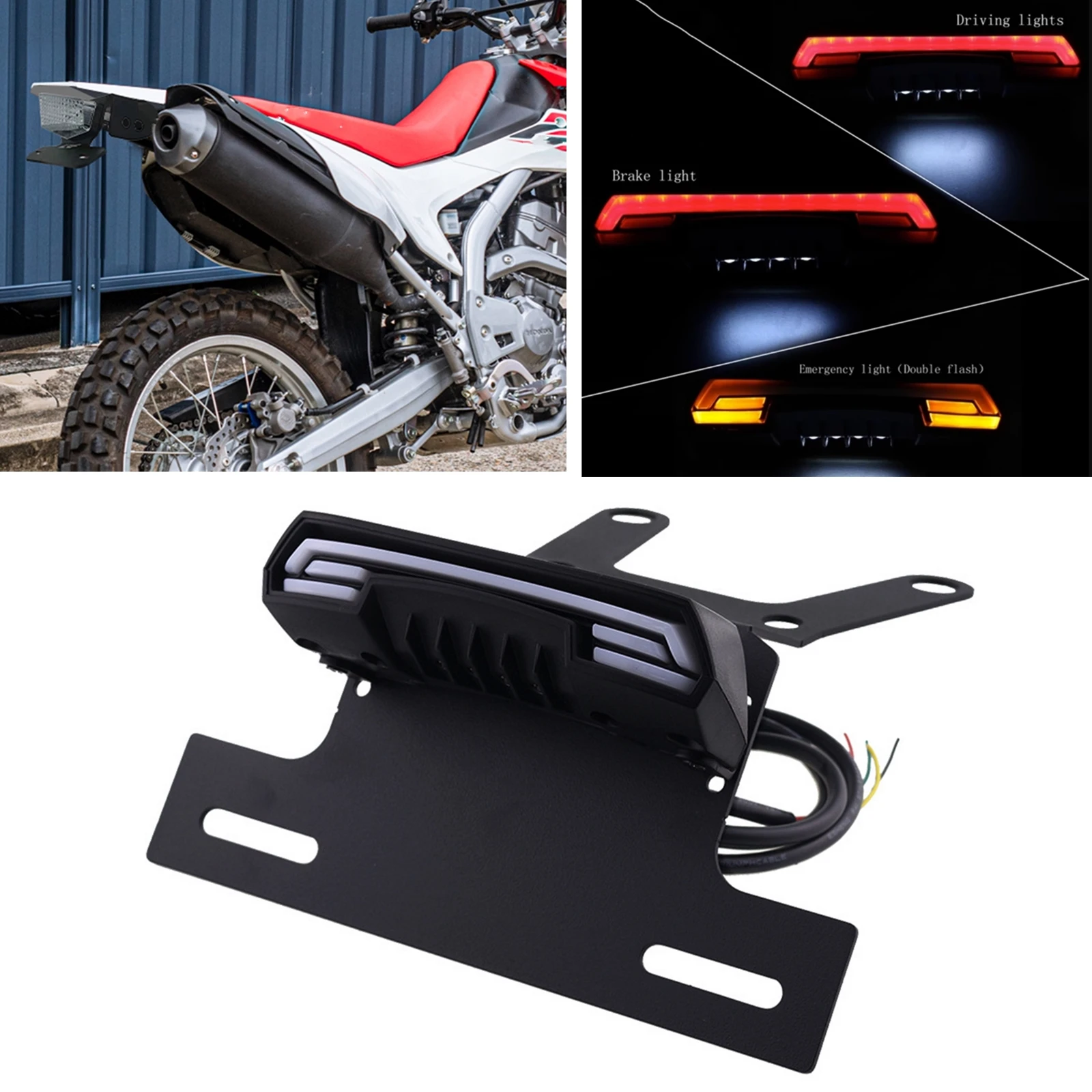 For HONDA CRF250L/CRF250M 2013-2021 CRF250 Rally 2017-2021 Rear License Plate Bracket Licence Panel Frame With LED Tail Lamp Kit