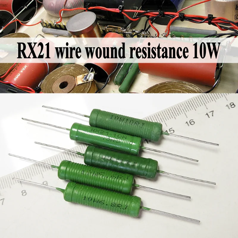 1pcs 1/1.5/2/3.3/3.9~20 ohm RX21 10W Wire Wound Resistor Electronic Fixed Resistance Axial Green