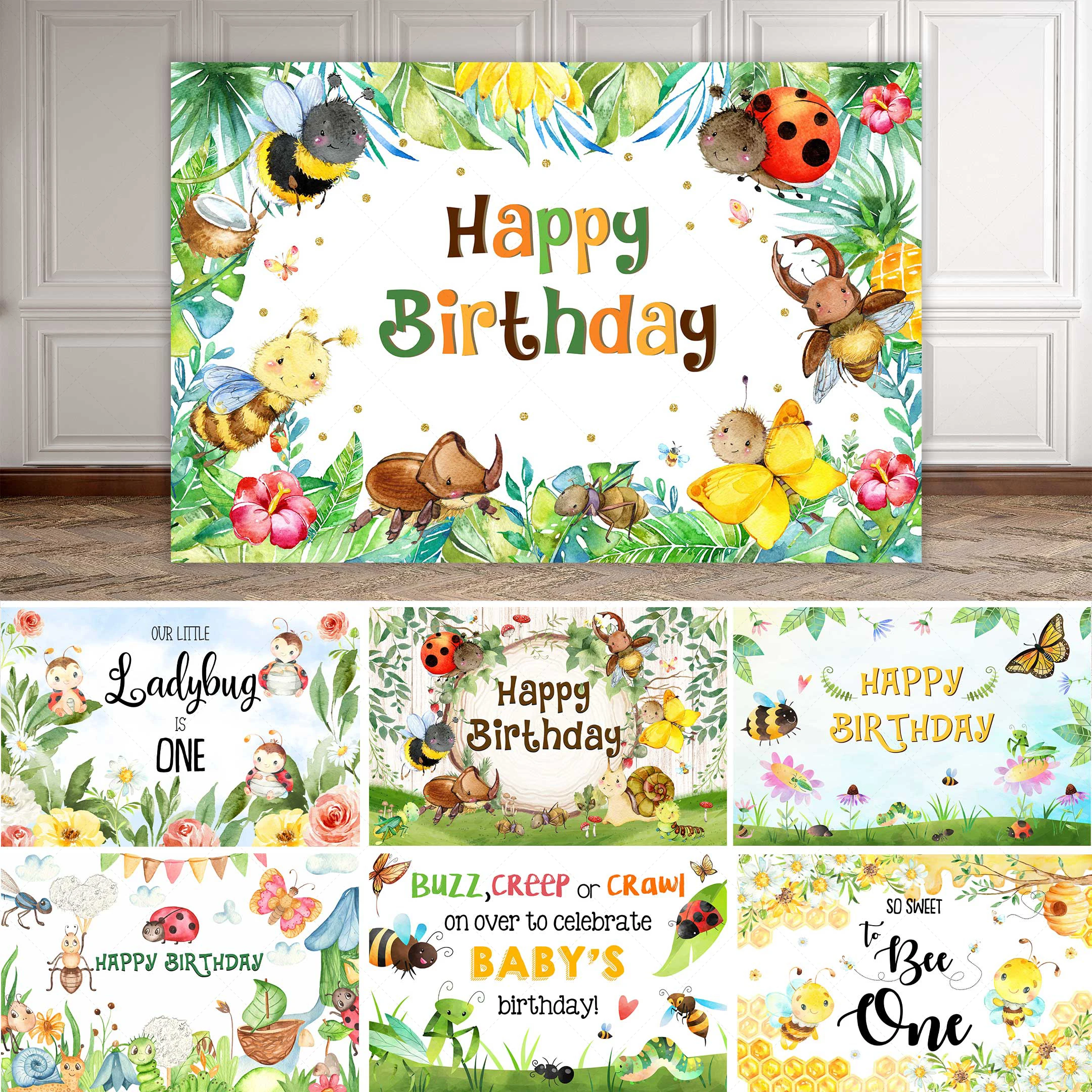 Insect Series Theme Background Cloth Birthday Party Children Boys And Girls Birthday Arrangement Photo Cloth Cute Decorative