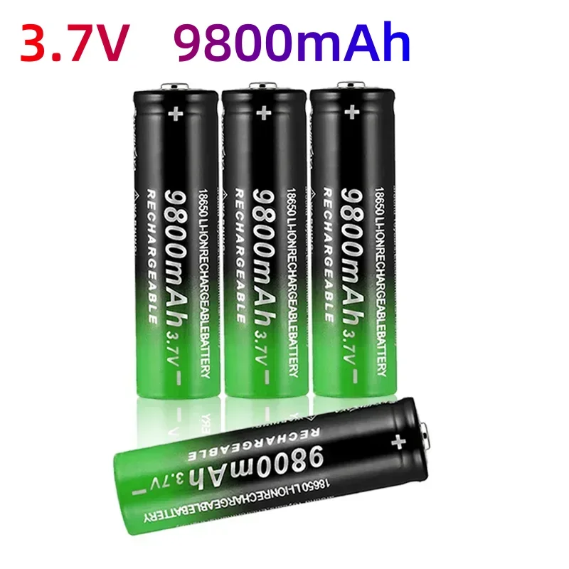 Baterías de litio recargables para linterna, 100%, 18650, 18650, 3,7 V, 9800mah, Cargador USB