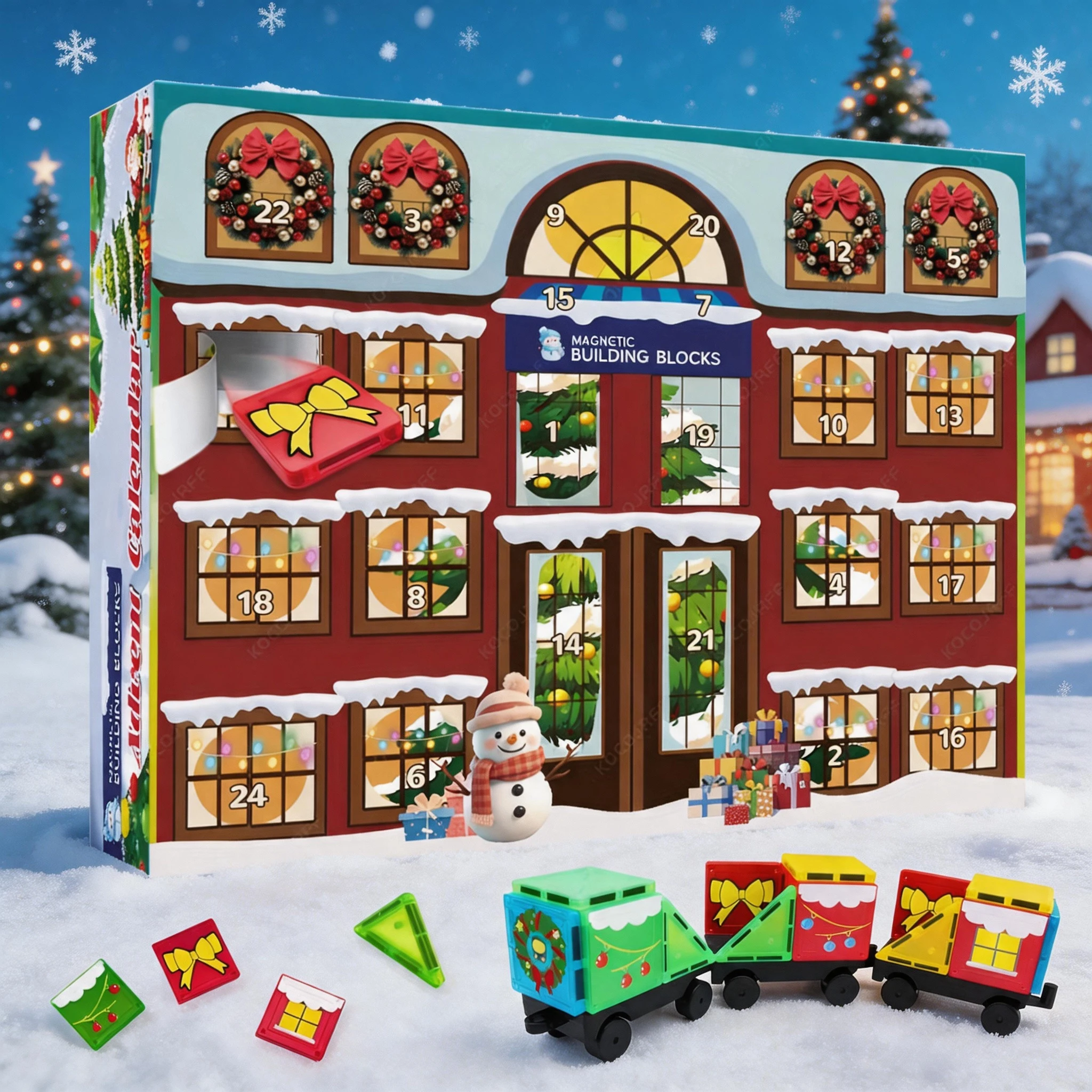 Magnetic Building Block Toy Christmas Surprise Advent Calendar, Creative Toy, Suitable for Christmas and Birthdays, Random Color