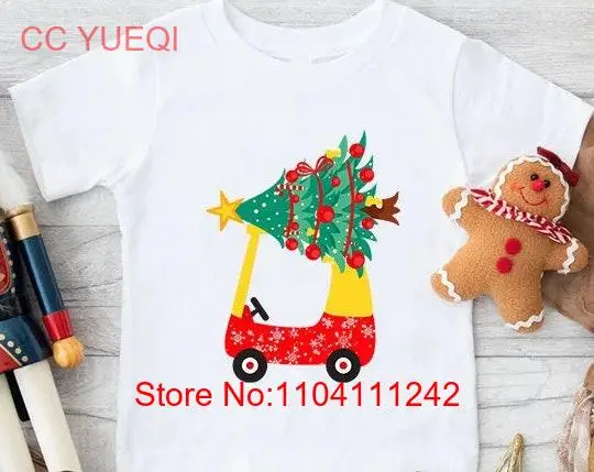 Red Car Green Christmas T Shirt Kids Cute Toddler Baby long or short sleeves