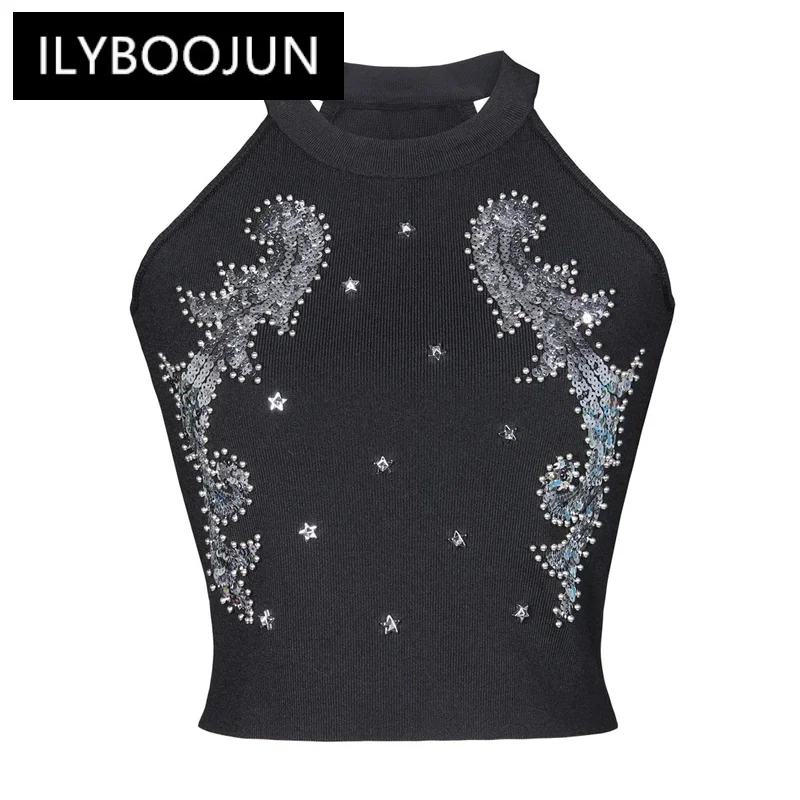 

SML Spot Summer 2024 New Women's Fashion Internet Celebrity High Quality Hand-Beaded Sleeveless Camisole Knitted Vest