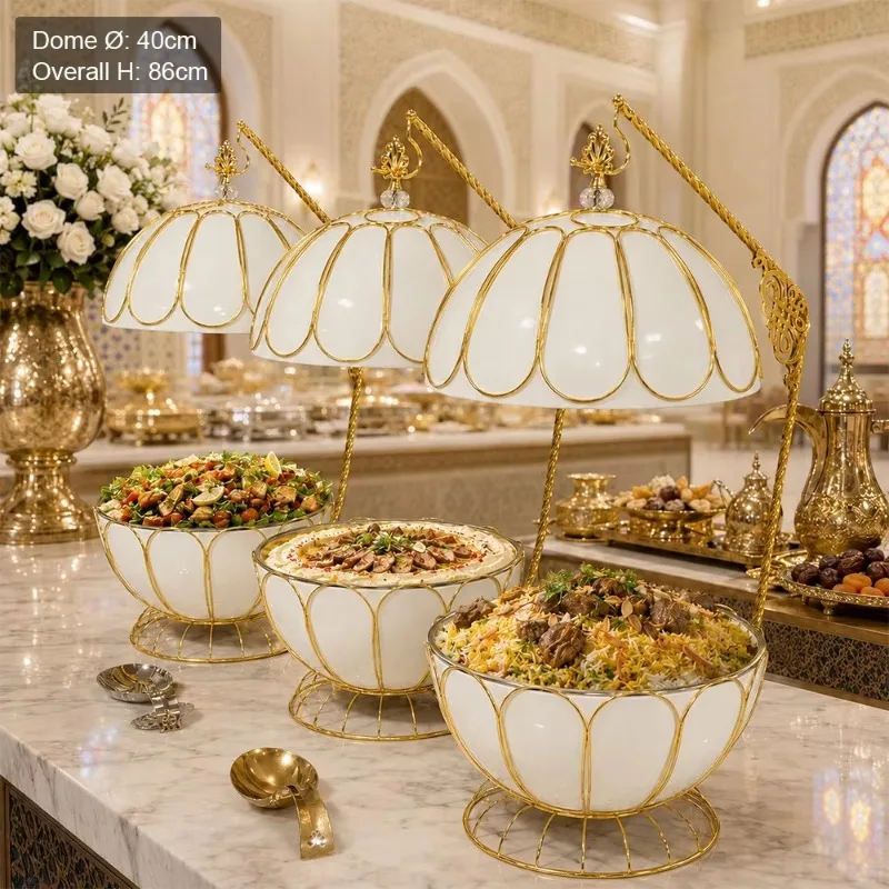 XINGPAI Catering Equipment Hotel Buffet Food Warmer Set Luxury Stainless Steel 8L Round Chafing Dish With Hanging Dome Lid