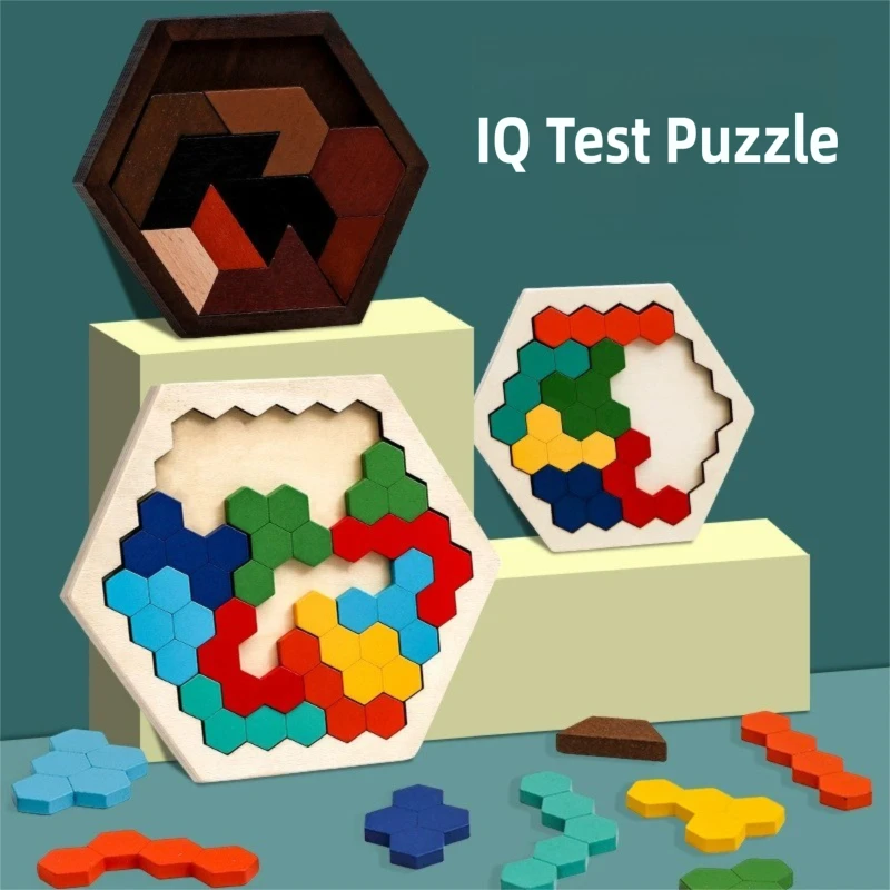 Montessori Wooden Puzzles Preschool Tangram Board Shape Match Puzzle Brain IQ Test Game Educational Toys for Children