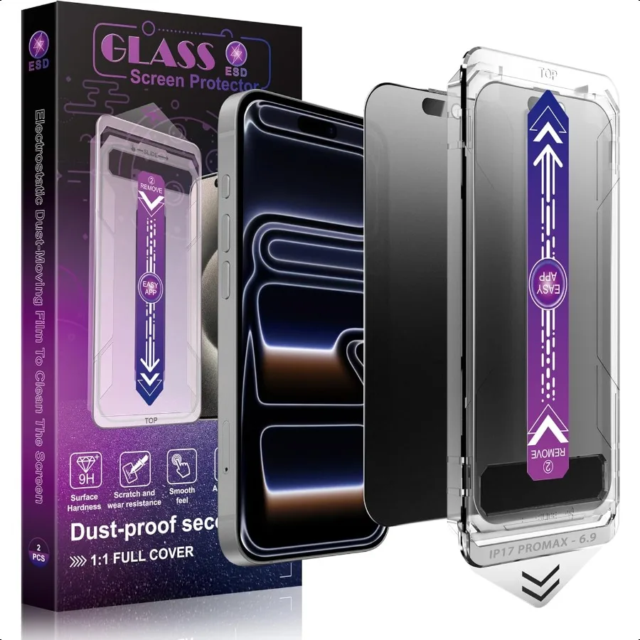 

Матовая защитная пленка для экрана для iPhone 17 Pro Max 6,9 дюйма, автоматическое удаление пыли, 9 часов, антишпионская пленка из закаленного стекла, полное покрытие, анти-Fi