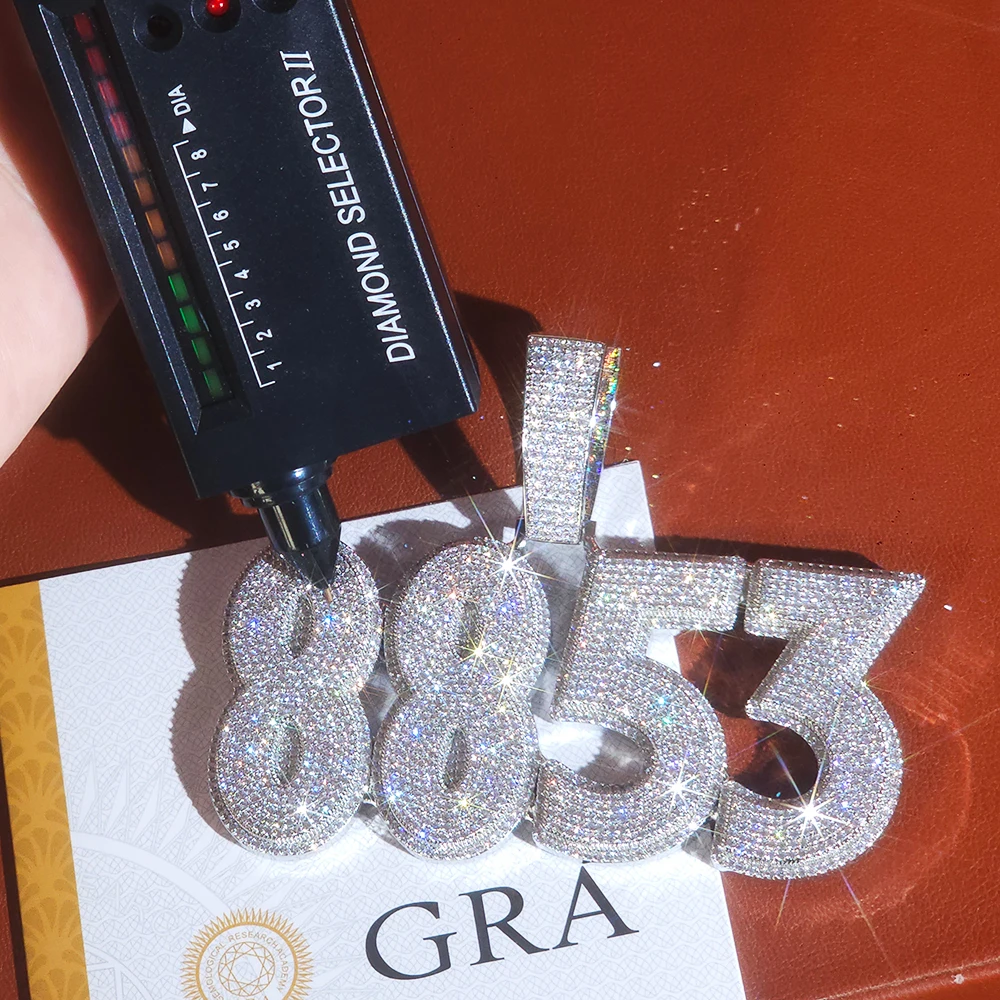 

ICE CHARMI Custom Moissanite Nameplate 925 Silver Exquisite Hiphop Jewelry Full Inlaid Necklace Charm Luxurious Accessory