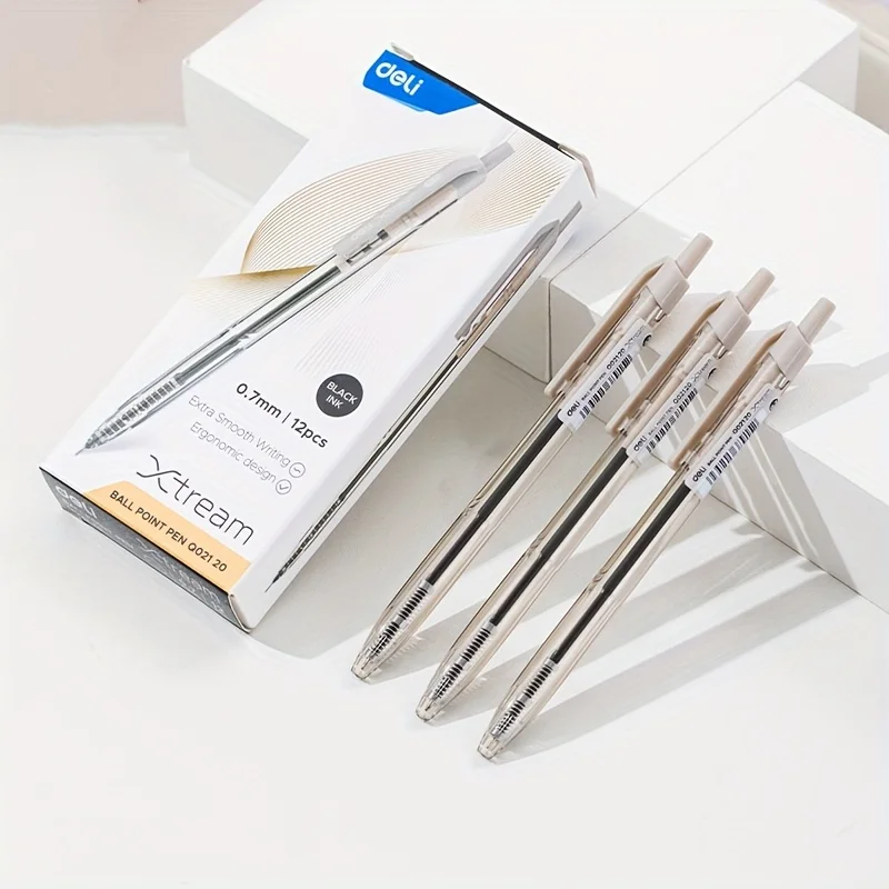 DELI Ballpoint Pen 0.7 MM Office Ball Pens 12PCS/Box Smoothing Writing Low Viscosity Ink Writing Pens Office Stationery