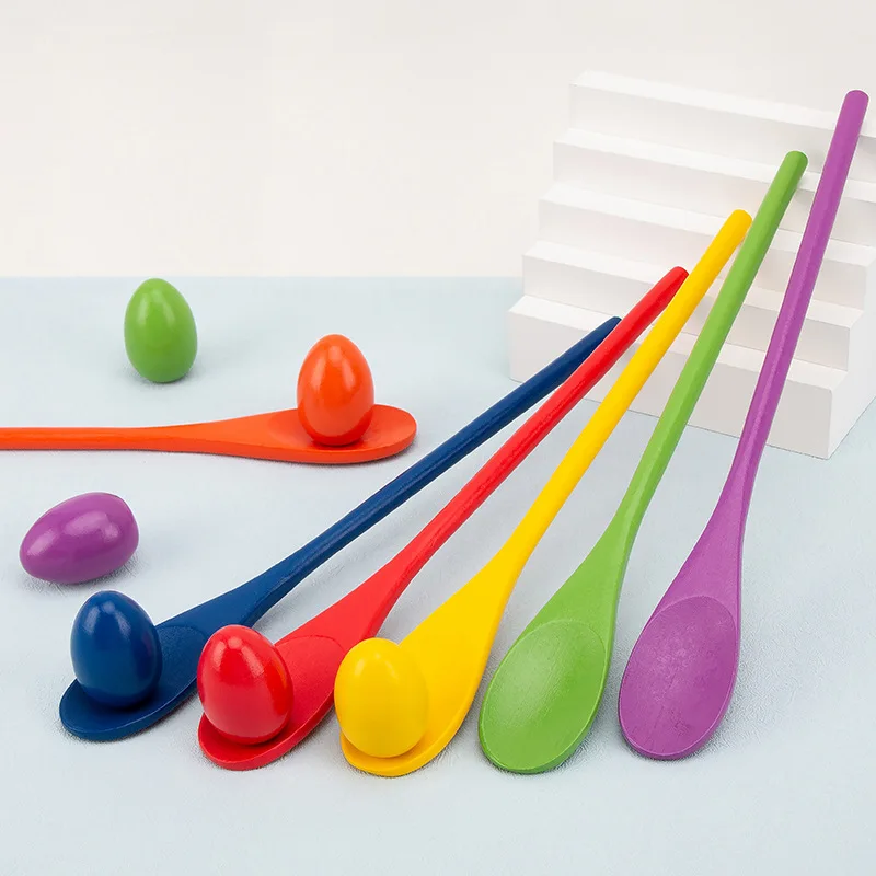 Montessori arco-íris colher brinquedo sensorial para crianças, correspondência de cores, jogo de equilíbrio, brinquedo educativo precoce, pré-escolar ensino Aids, criança