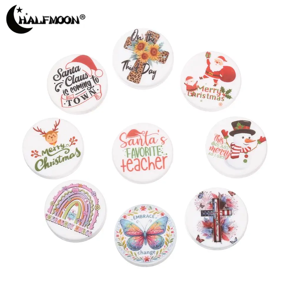 10Pcs New Print Silicone Beads Santa Claus Snowman Pattern Design Beads For Making Plastic Pen Bracelet Accessories