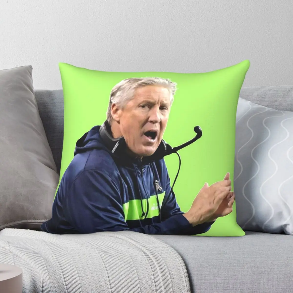 Pete Carroll Chewing Gum Square Pillowcase Polyester Linen Velvet Printed Zip Decorative Pillow Case Sofa Cushion Cover