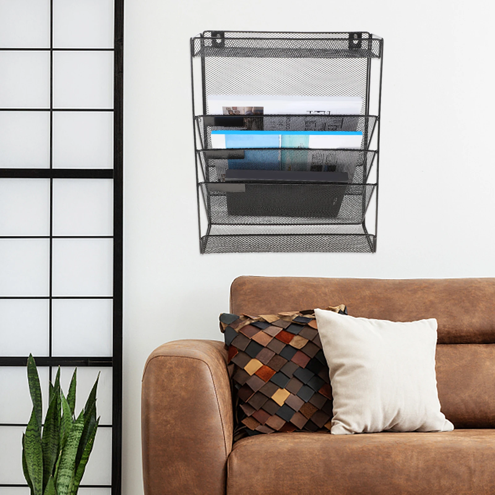 

Metal Mesh Wall File Holder Office Storage Organizer Vertical Document Rack For Files Papers Magazines Wall Mounted Wire